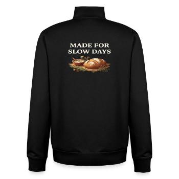 Slow Days Bread Herb Comfort Cottagecore Farm - Unisex Organic Zip Sweatshirt by Stanley/Stella - black - Back - AI Model Male 185 light (185cm)
