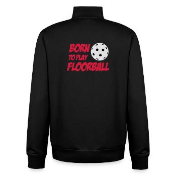 Born To Play Floorball - Unisex Organic Zip Sweatshirt by Stanley/Stella - black - Back - AI Model Male 185 light (185cm)