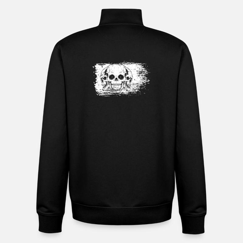 Crânes à cadre blanchi - Sweat zippé unisexe en coton bio Stanley/Stella - noir