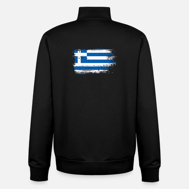 Croquis du drapeau grec grunge - Sweat zippé unisexe en coton bio Stanley/Stella - noir