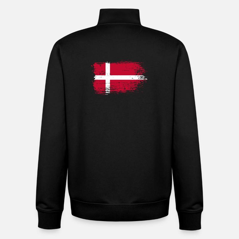 Imprimé drapeau danois grunge - Sweat zippé unisexe en coton bio Stanley/Stella - noir