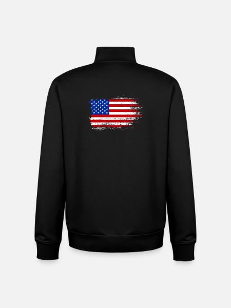 Brush Stroke American Flag - Unisex Organic Zip Sweatshirt by Stanley/Stella - black