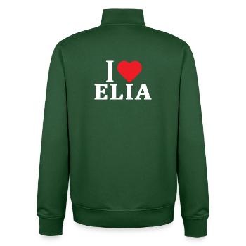 t-shirt I love Elia t-shirt gift idea - Unisex Organic Zip Sweatshirt by Stanley/Stella - bottle green - Back - AI Model Male 185 dark (185cm)