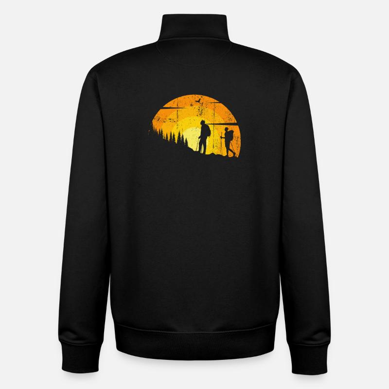 Silhouettes du Sentier du Coucher de Soleil - Sweat zippé unisexe en coton bio Stanley/Stella - noir