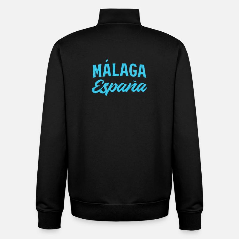 Málaga España Blue Script Design - Unisex Organic Zip Sweatshirt by Stanley/Stella - black