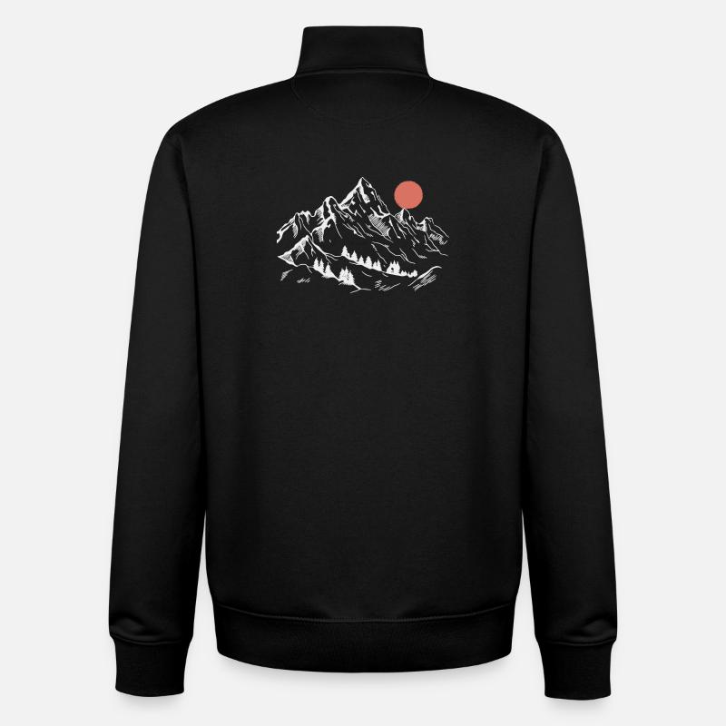 Pics enneigés sous le soleil rouge - Sweat zippé unisexe en coton bio Stanley/Stella - noir