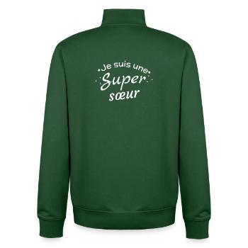 Super Sister Affirmation Message - Unisex Organic Zip Sweatshirt by Stanley/Stella - bottle green - Back - AI Model Male 185 dark (185cm)