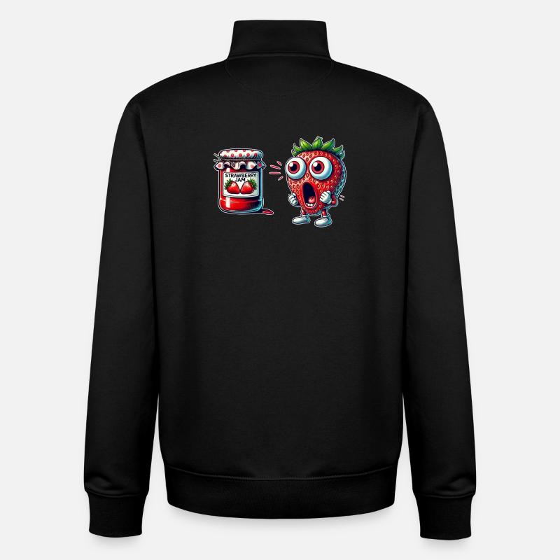 Funny strawberry jam design - Unisex Organic Zip Sweatshirt by Stanley/Stella - black