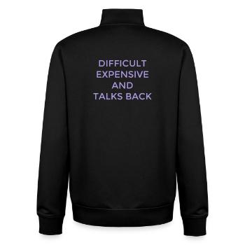 Difficult Women Expensive Clever Mouth - Unisex Organic Zip Sweatshirt by Stanley/Stella - black - Back - AI Model Male 185 light (185cm)