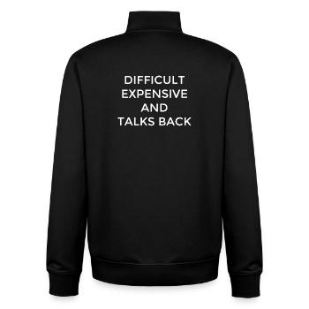 Difficult Women Expensive Clever Mouth - Unisex Organic Zip Sweatshirt by Stanley/Stella - black - Back - AI Model Male 185 light (185cm)