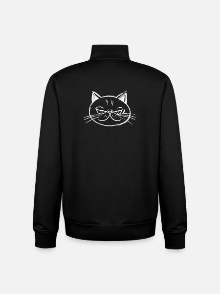 Cat with mischievous expression Drawing - Unisex Organic Zip Sweatshirt by Stanley/Stella - black