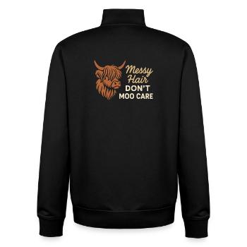 Highland Cow Rustic Animal Cute - Unisex Organic Zip Sweatshirt by Stanley/Stella - black - Back - AI Model Male 185 light (185cm)