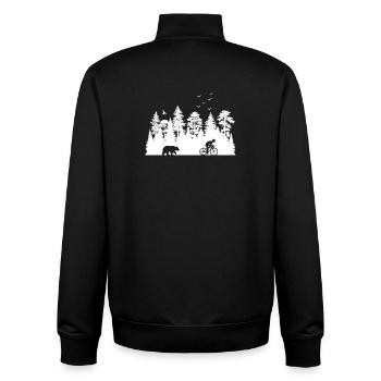 Forêt amoureux de cyclistes  - Sweat zippé unisexe en coton bio Stanley/Stella - noir - Dos - AI Model Male 185 light (185cm)