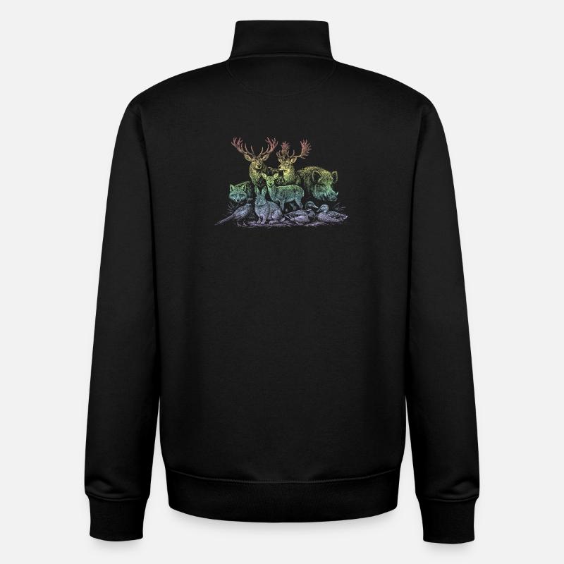 Rehherde im Regenbogen - Unisex Organic Zip Sweatshirt von Stanley/Stella - Schwarz