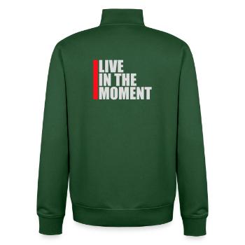 Vivre dans l’instant Pleine conscience de la présence - Sweat zippé unisexe en coton bio Stanley/Stella - vert bouteille - Dos - AI Model Male 185 dark (185cm)