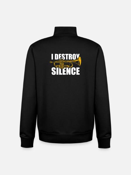 I destroy silence trumpet player - Unisex Organic Zip Sweatshirt by Stanley/Stella - black