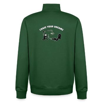 Chase Your Dreams - Money Bait Sarcasm - Unisex Organic Zip Sweatshirt by Stanley/Stella - bottle green - Back - AI Model Male 185 dark (185cm)