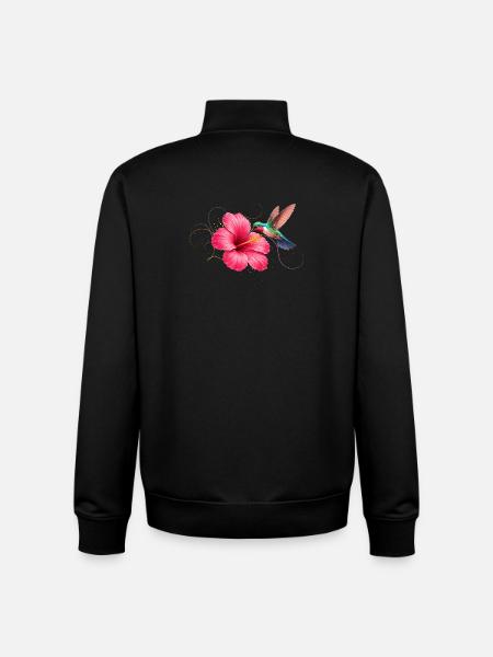 Kolibri an Hibiskusblüte  - Unisex Organic Zip Sweatshirt von Stanley/Stella - Schwarz