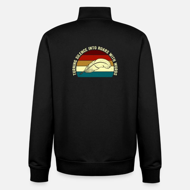 Roaring Words Feather Sunset - Unisex Organic Zip Sweatshirt by Stanley/Stella - black