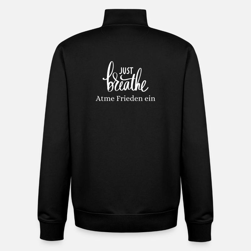 Atem Frieden ein - Unisex Organic Zip Sweatshirt by Stanley/Stella - black