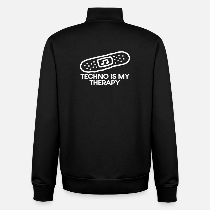Techno is my Therapy Patch - Unisex Organic Zip Sweatshirt by Stanley/Stella - black