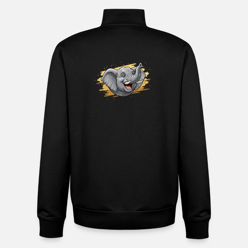 Lachender Elefantenkopf Comic - Unisex Organic Zip Sweatshirt von Stanley/Stella - Schwarz