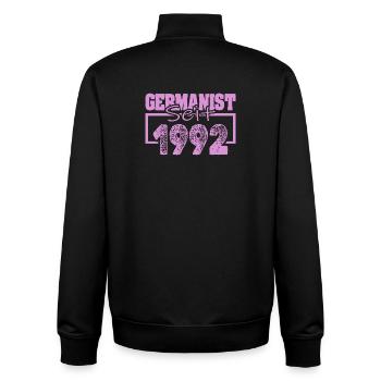 German studies scholar 1992 - Unisex Organic Zip Sweatshirt by Stanley/Stella - black - Back - AI Model Male 185 light (185cm)