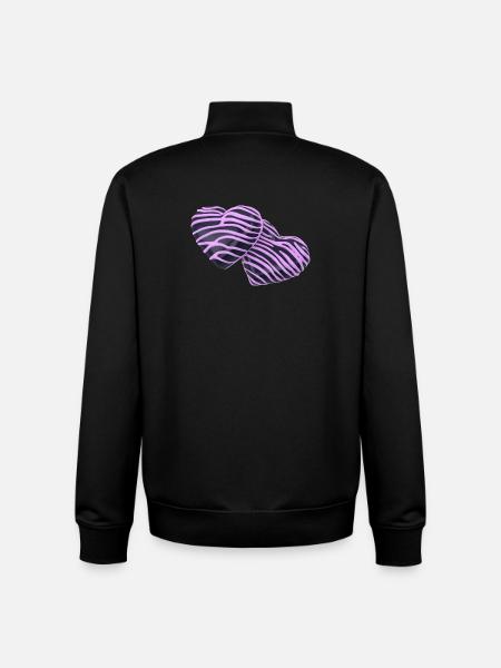 Pink Hearts on Black - Unisex Organic Zip Sweatshirt by Stanley/Stella - black
