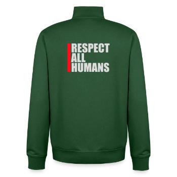 Respect All Humans Statement Menschlichkeit Spruch - Unisex Organic Zip Sweatshirt von Stanley/Stella - Flaschengrün - Hinten - AI Model Male 185 dark (185cm)