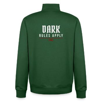 Règles sombres s’appliquent – mode de vie alternatif - Sweat zippé unisexe en coton bio Stanley/Stella - vert bouteille - Dos - AI Model Male 185 dark (185cm)