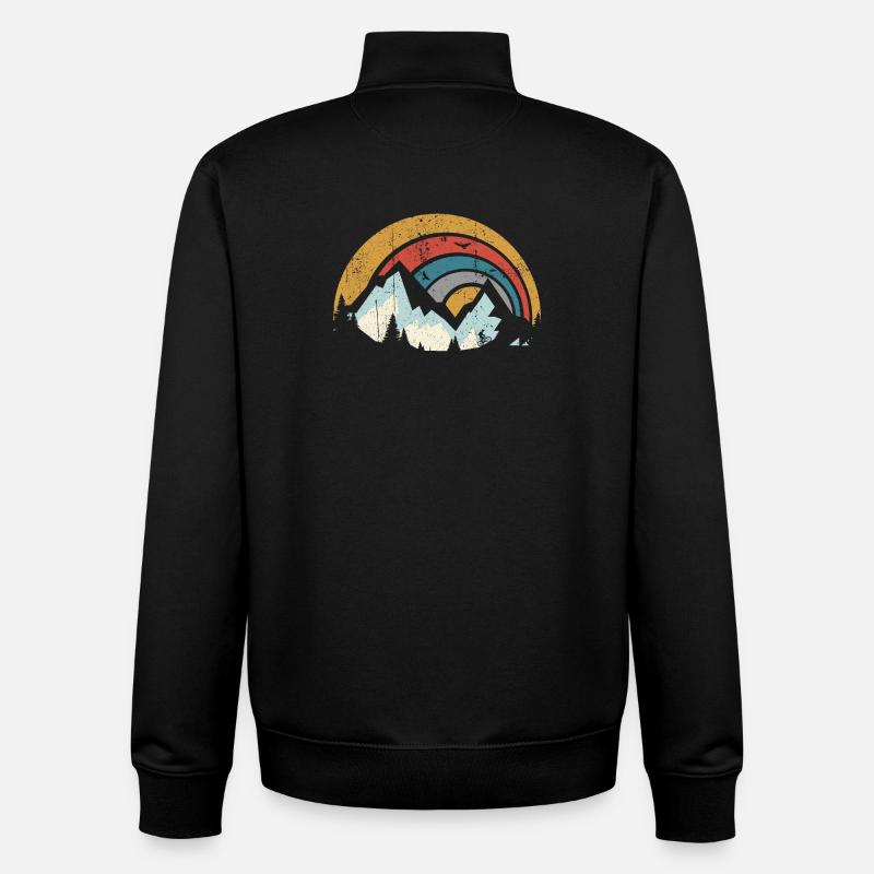 Retro Mountain Sunset Arc - Unisex Organic Zip Sweatshirt by Stanley/Stella - black