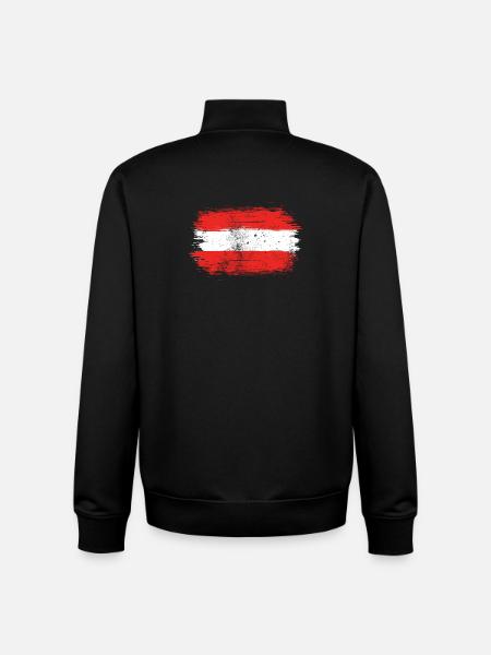 Red-White-Red Brush Flag - Unisex Organic Zip Sweatshirt by Stanley/Stella - black