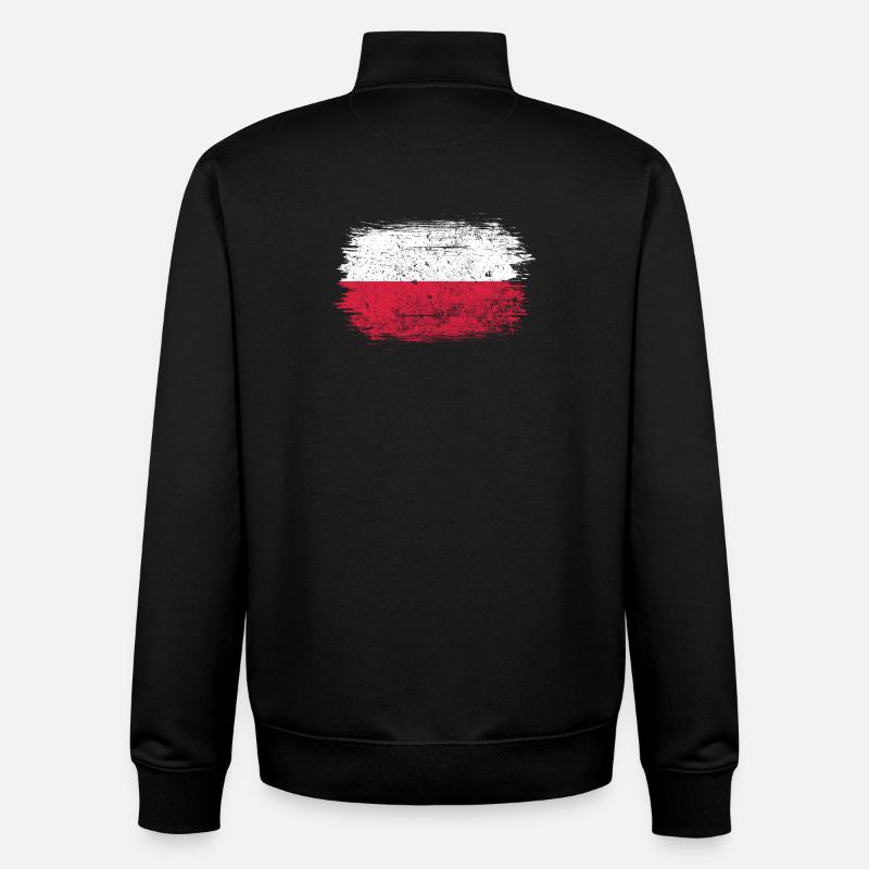 Drapeau polonais Coup de pinceau - Sweat zippé unisexe en coton bio Stanley/Stella - noir