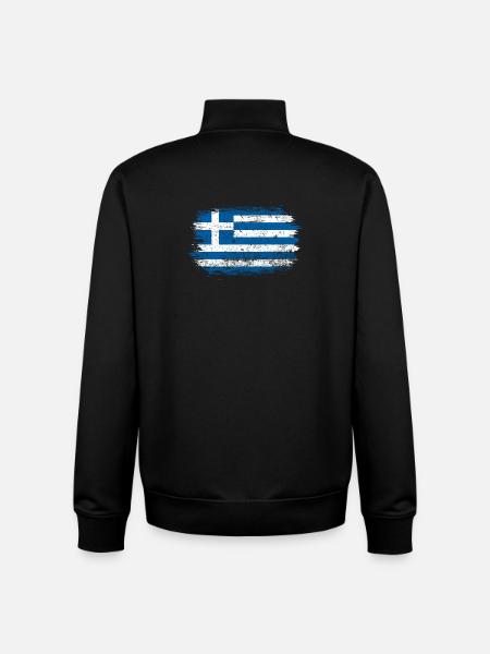 Brushed Greek Flag - Unisex Organic Zip Sweatshirt by Stanley/Stella - black