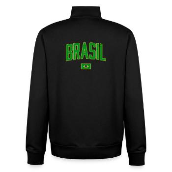 Brasil Vintage Schriftzug mit Flagge - Unisex Organic Zip Sweatshirt von Stanley/Stella - Schwarz - Hinten - AI Model Male 185 light (185cm)