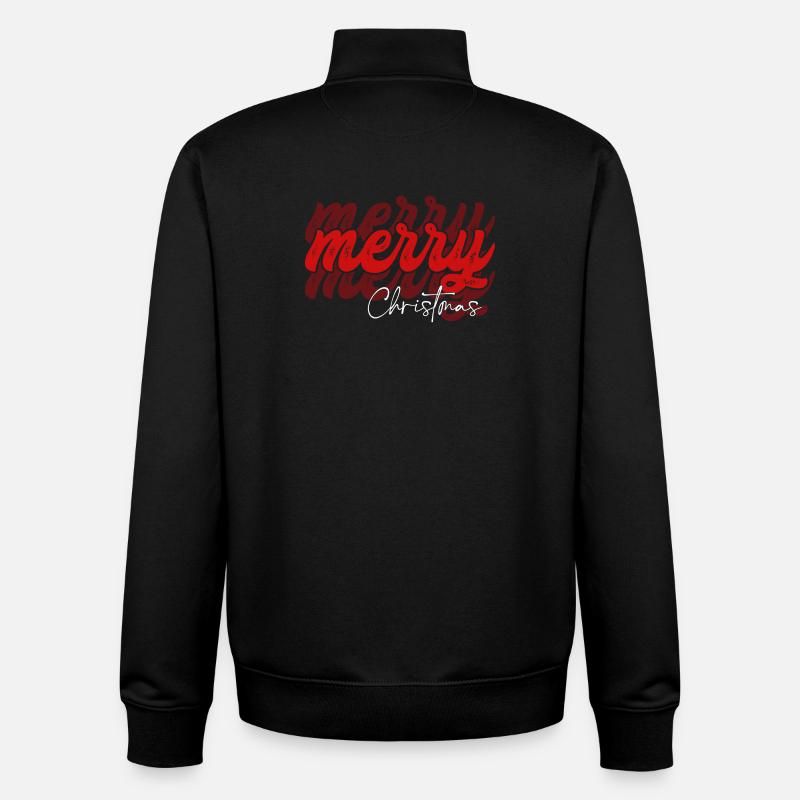 Overlapped Merry Christmas Script - Unisex Organic Zip Sweatshirt by Stanley/Stella - black
