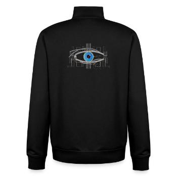 Œil de cyborg ou de robot bleu froid - Sweat zippé unisexe en coton bio Stanley/Stella - noir - Dos - AI Model Male 185 light (185cm)
