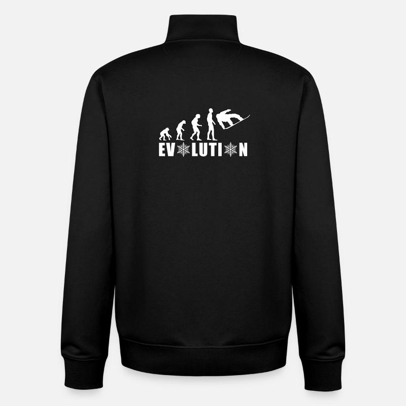 EVOLUTION SNOWBOARD Neige Hiver Cadeau - Sweat zippé unisexe en coton bio Stanley/Stella - noir