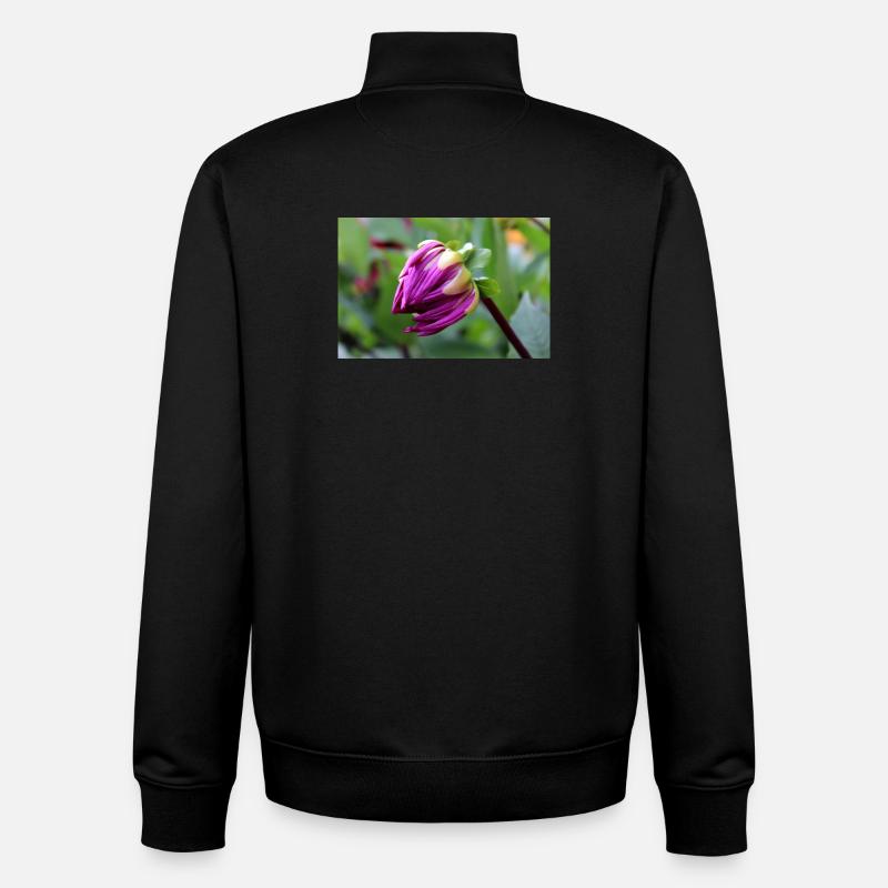 Fleur de Dahlia rouge violet, fleur - Sweat zippé unisexe en coton bio Stanley/Stella - noir
