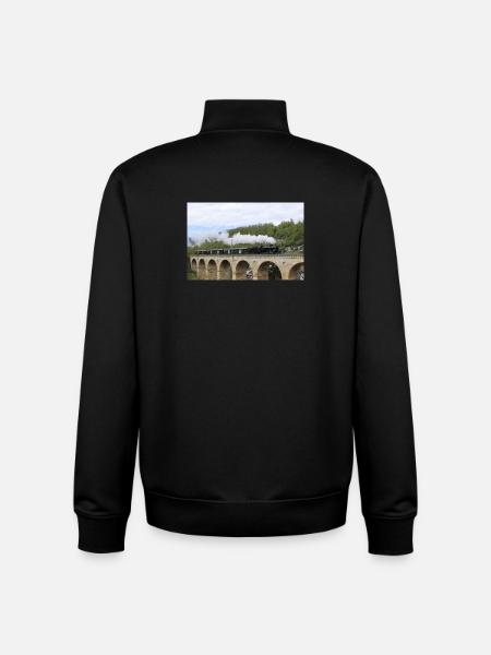 SBB locomotive on viaduct - Unisex Organic Zip Sweatshirt by Stanley/Stella - black