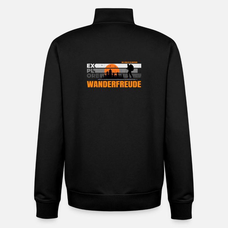 Wanderfreude - Unisex Organic Zip Sweatshirt von Stanley/Stella - Schwarz