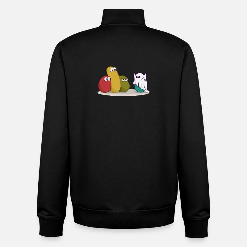 Halloween Ghost Comic Drawing - Unisex Organic Zip Sweatshirt by Stanley/Stella - black