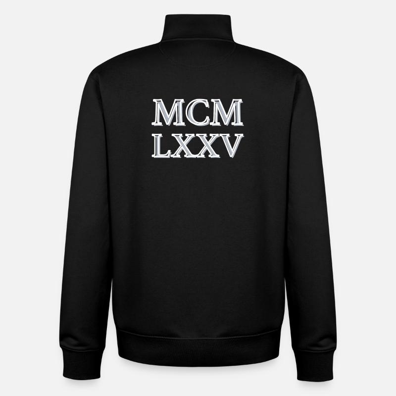 Roman numerals 1975 - MCMLXXV - Sweat zippé unisexe en coton bio Stanley/Stella - noir