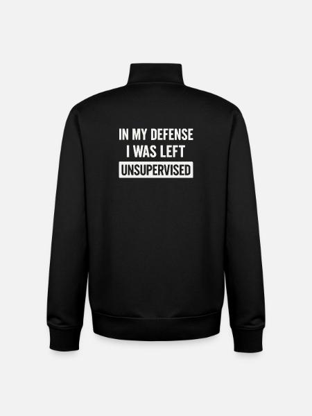 In my defense: unattended - Unisex Organic Zip Sweatshirt by Stanley/Stella - black