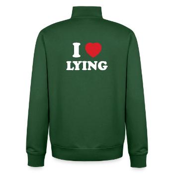 Expression of Liberation, I Love Lying - Unisex Organic Zip Sweatshirt by Stanley/Stella - bottle green - Back - AI Model Male 185 dark (185cm)