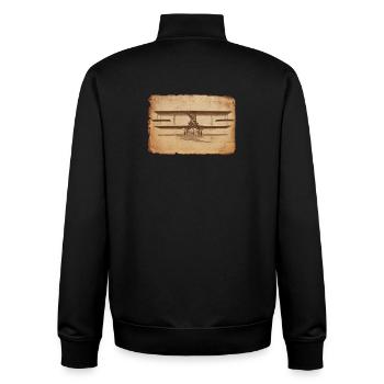 Vintage Flugzeug Illustration auf Altpapier - Unisex Organic Zip Sweatshirt von Stanley/Stella - Schwarz - Hinten - AI Model Male 185 light (185cm)