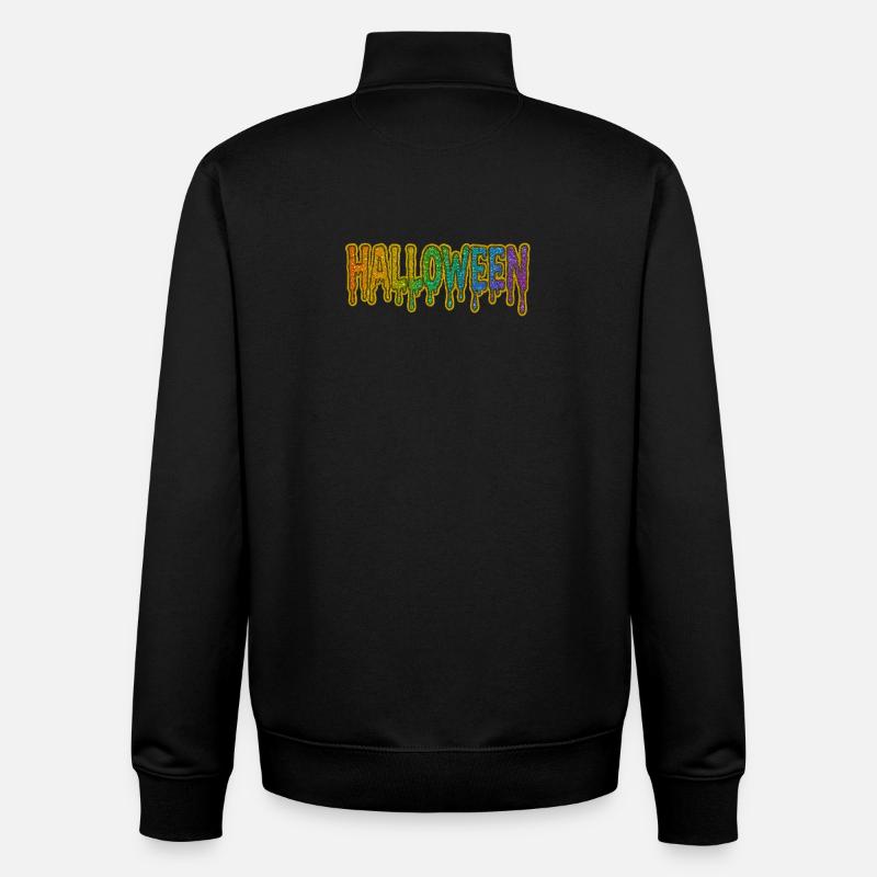Police d’Halloween Rainbow Drop - Sweat zippé unisexe en coton bio Stanley/Stella - noir