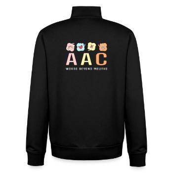 SLP Langue des Signes AAC Communication - Sweat zippé unisexe en coton bio Stanley/Stella - noir - Dos - AI Model Male 185 light (185cm)