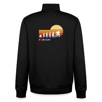 Rugby Rétro Evolution Coucher de soleil - Sweat zippé unisexe en coton bio Stanley/Stella - noir - Dos - AI Model Male 185 light (185cm)