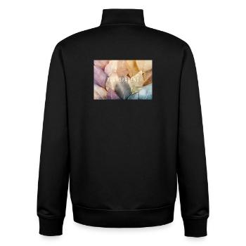 Design minimaliste transparent en verre - Sweat zippé unisexe en coton bio Stanley/Stella - noir - Dos - AI Model Male 185 light (185cm)